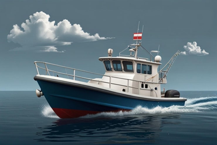 Small fishing boat on a trailer showing the portable size difference of a boat.