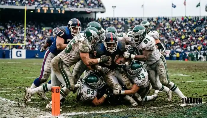 Action shot of professional athletes playing a high-intensity game during the regular season