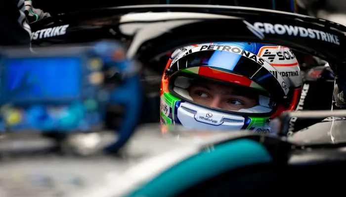 Mercedes driver Andrea Kimi Antonelli racing on track during the 2026 Formula 1 championship season